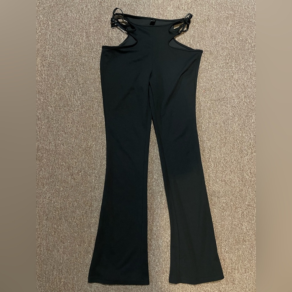 Black Cut Out Flare Pants